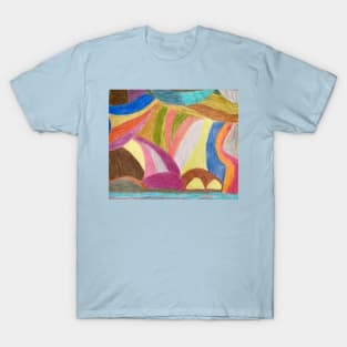 Unusual Coloured Rock Shapes With Unique Colourful Background T-Shirt